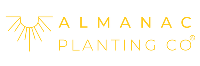 Almanac Planting Co Logo in Yellow w/ Sun Icon