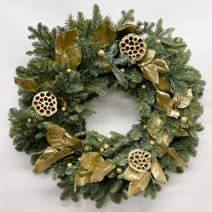 Almanac Planting Co Golden Lotus Wreath Close Up