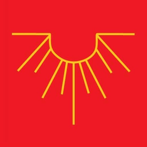 Almanac Planting Co "Sun" Icon in Yellow with a Red Background