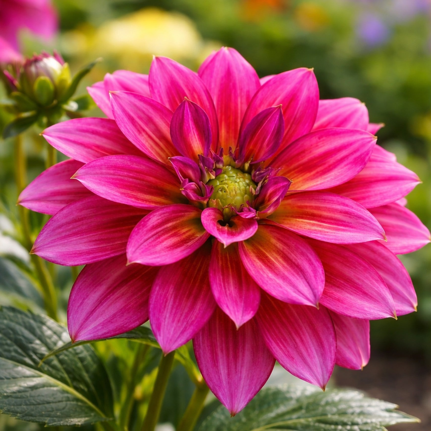 Almanac Planting Co: Close-up of Dahlia Darlin™ ‘Radiant Pink’ flower showing layered bright pink petals