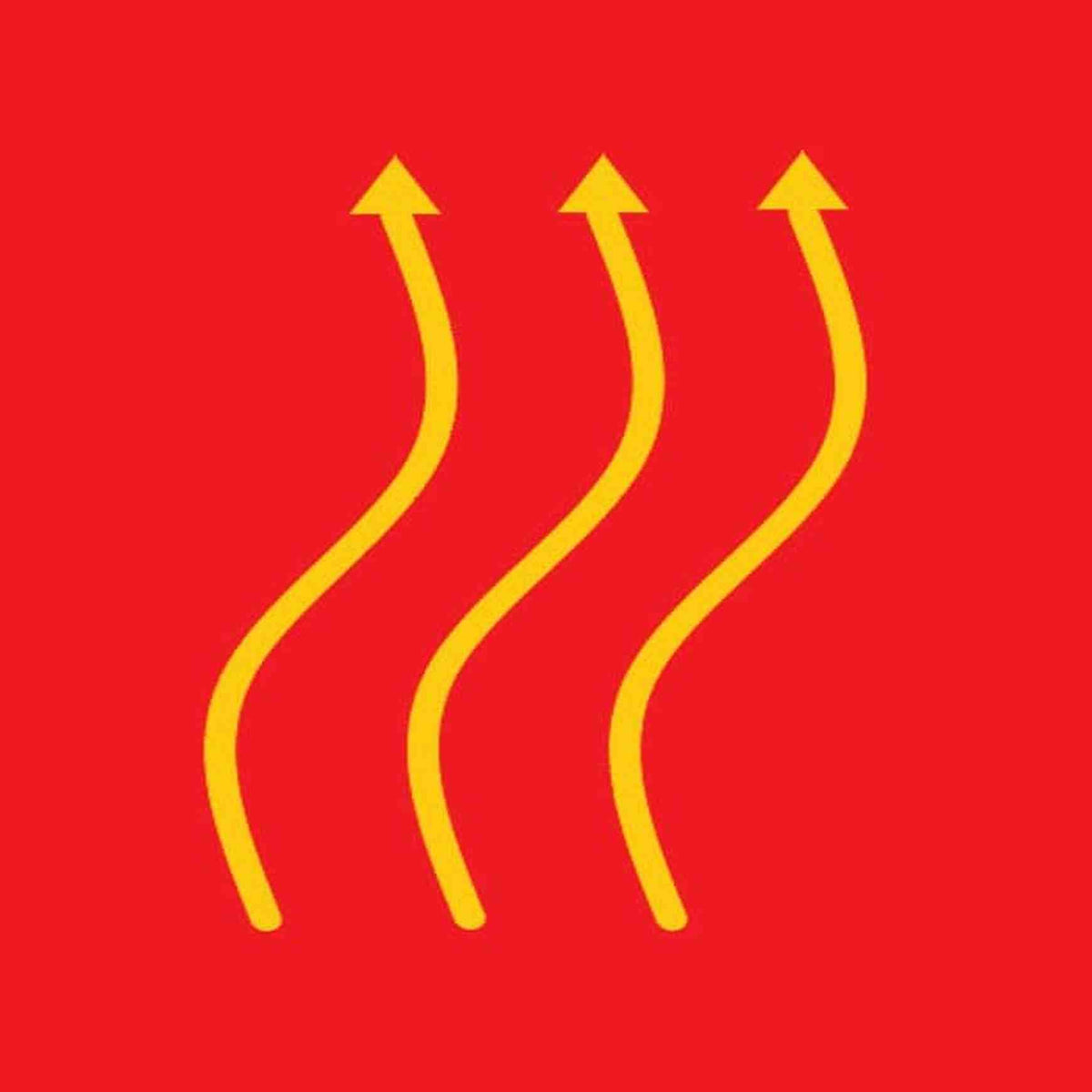 Almanac Planting Co: Heat Pack Icon Symbol. Three squiggled lines with arrows on top.