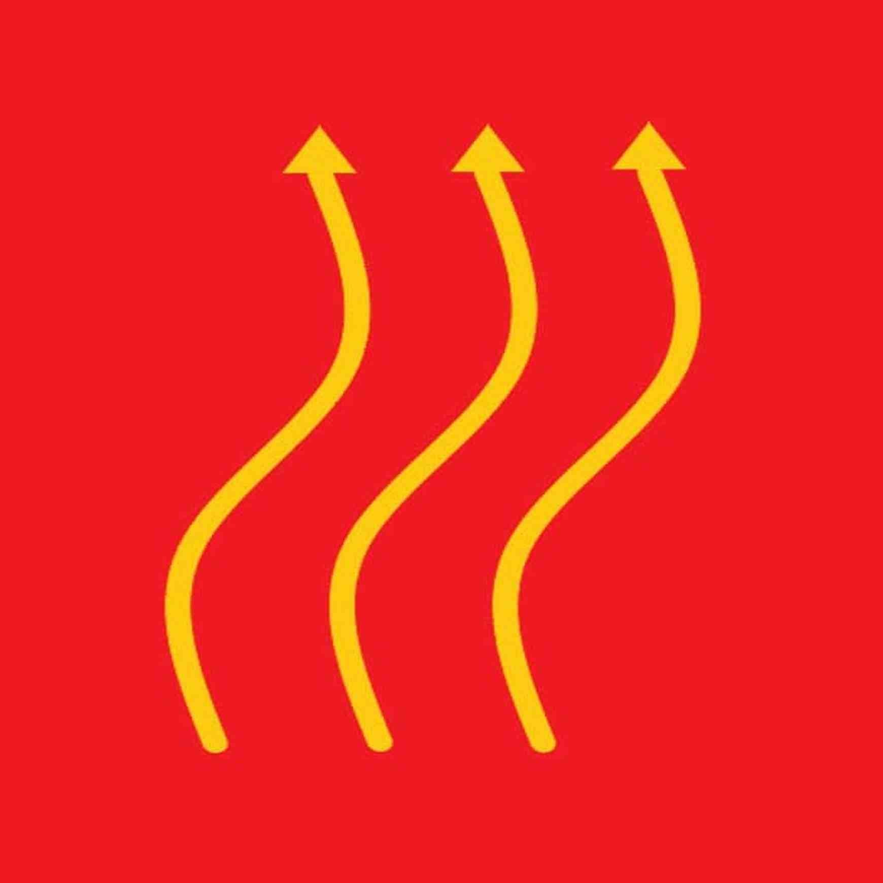 Almanac Planting Co: Heat Pack Icon Symbol. Three squiggled lines with arrows on top.