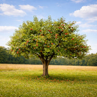 Almanac Planting Co: Mature Honeycrisp apple tree growing in a sunny orchard field