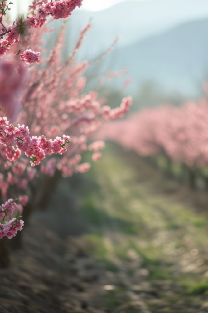 Almanac Planting Co Pink Blooms in Fruit Orchard