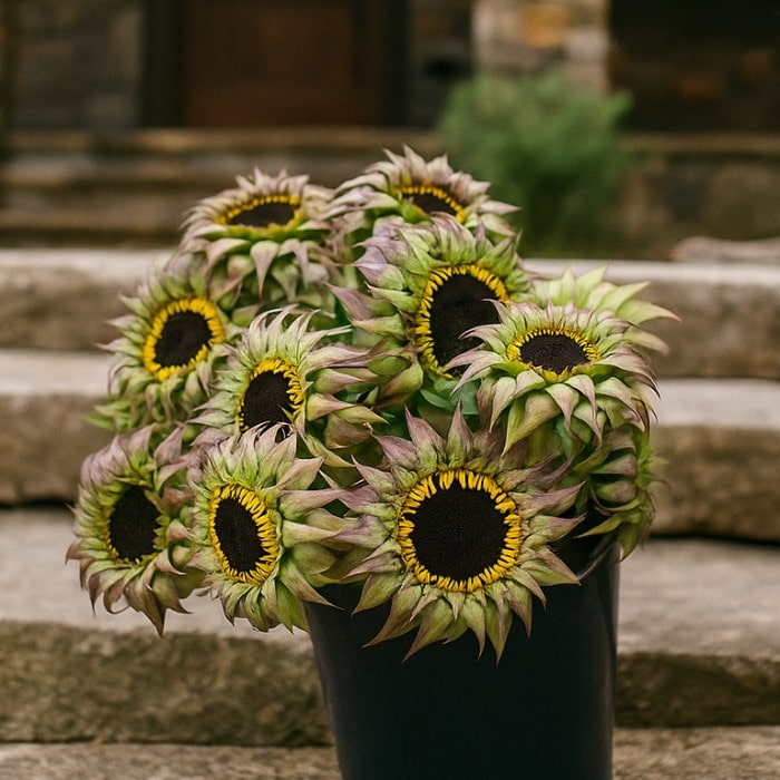 Almanac Planting Co: SunFill Purple Sunflower stems prepared for floral arrangements