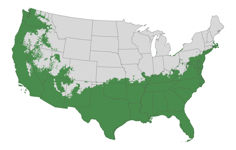 USDA hardiness zone map
