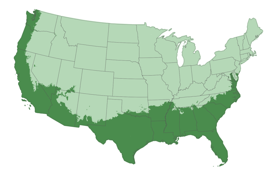 USDA hardiness zone map