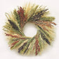 The Autumn Millet Wreath made with blonde wheat, avena oats, sorgum, broom corn, prosso millet, China millet, and flax.