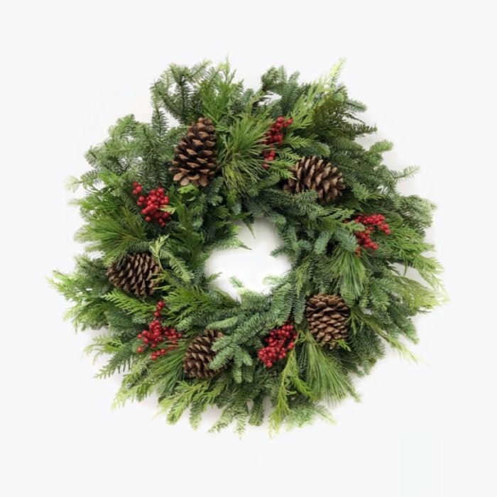 Berry Cone Wreath | Fresh Evergreen Wreath – Almanac Planting Co