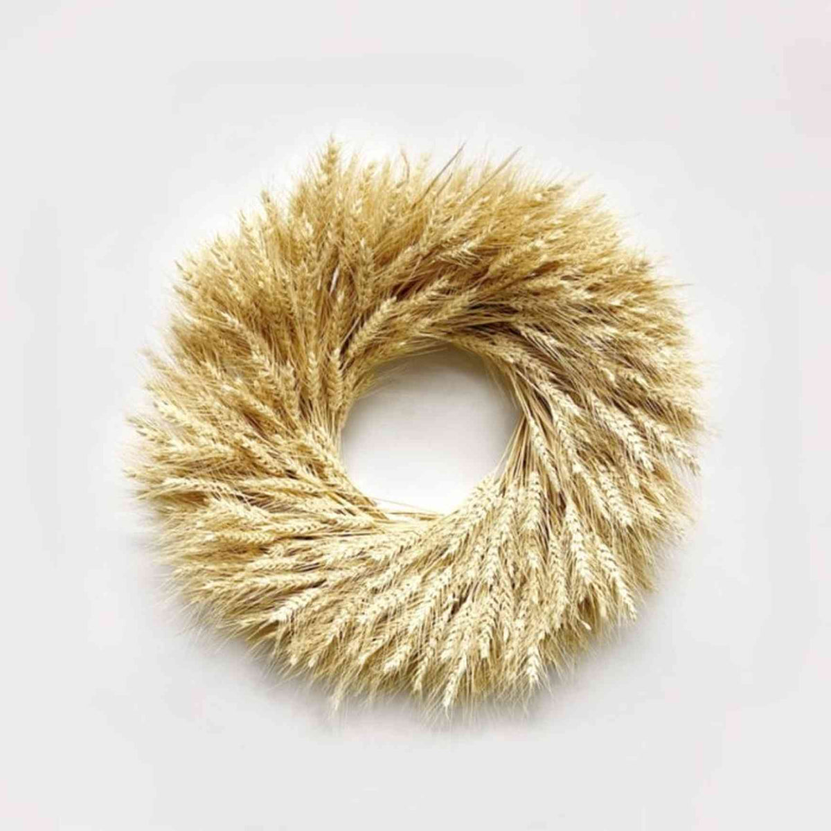 Blonde Wheat Wreath. Handmade to Order! This fresh wreath is simplistic, minimalistic, and beautiful! Suitable for indoor and outdoor use. Made with blonde wheat. (zoomed out image)