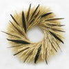Almanac Planting Co fresh wreath made with blonde wheat, majesty millet, and pheasant feathers.