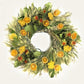 Orange Salal Wreath made with air dried salal, green wheat, artemisia, yarrow, China millet, Safflower, prosso millet, and orange slices.