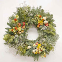 Almanac Planting Co Strawflower Pod Wreath (Close Up)